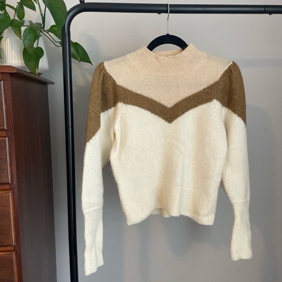 & Other Stories Sweaters - & Other Stories Cream and Brown Chevron Sweater